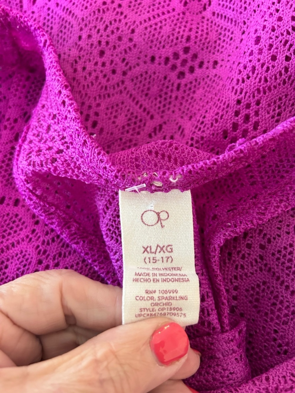 OP Purple Lace Racerback Beach Coverup. Size XL - Picture 5 of 6